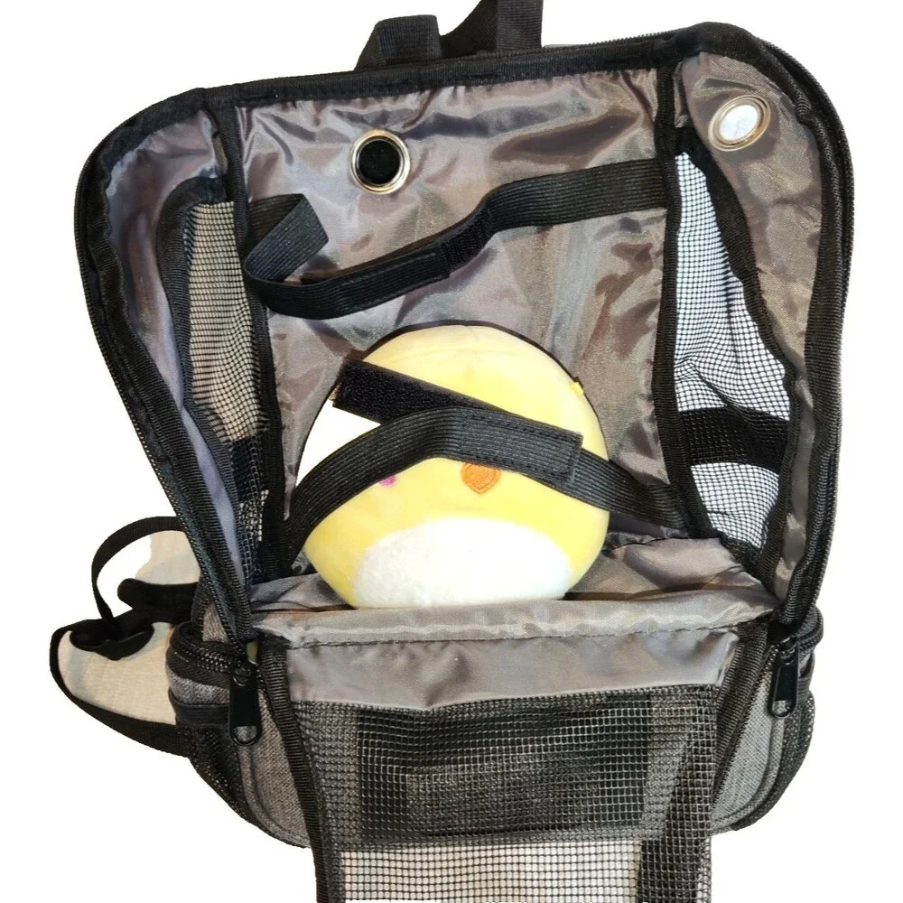 Pet Carrier Backpack Adjustable Shoulders Bag Breathable Mesh with Keychain bag